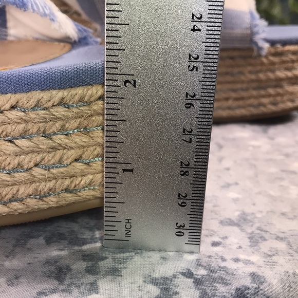 JustFab Yes Girl Lt.Blue & White Crossband Espadrille Wedges WMS 8.5☀️NWOT☀️ - Picture 11 of 12